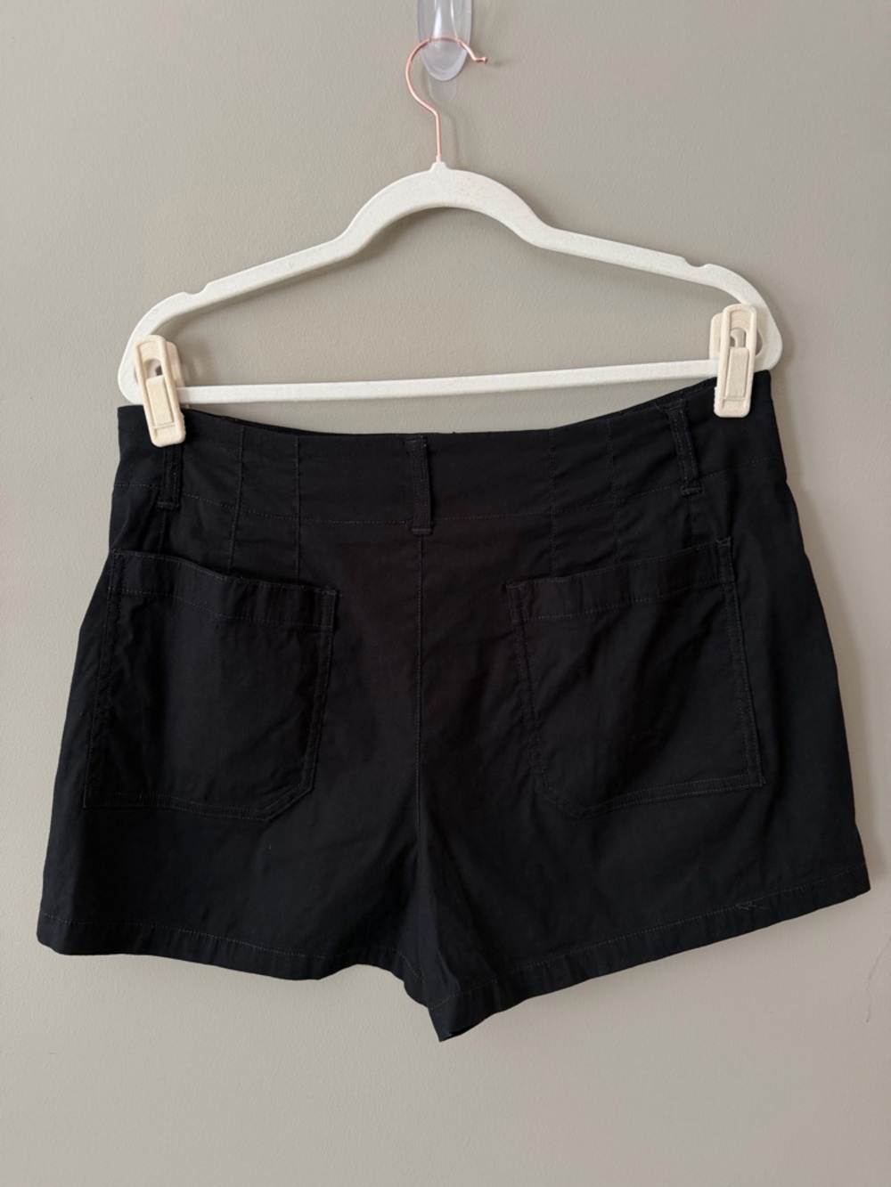 Anthropologie Black Bermuda Shorts with Front Patch Pockets - Picture 2 of 3